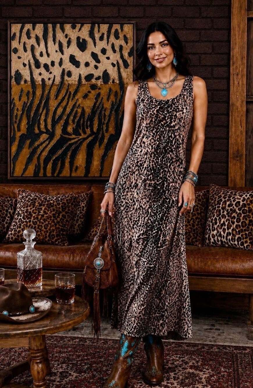 250 Robbie Bee Leopard Print Silk Maxi Dress Size 16